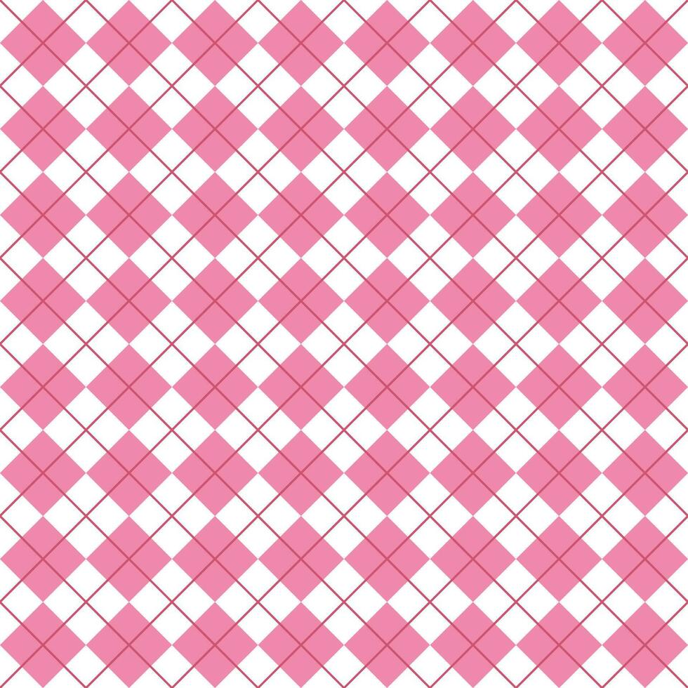 Simple Pink And White Seamless Argyle Pattern vector