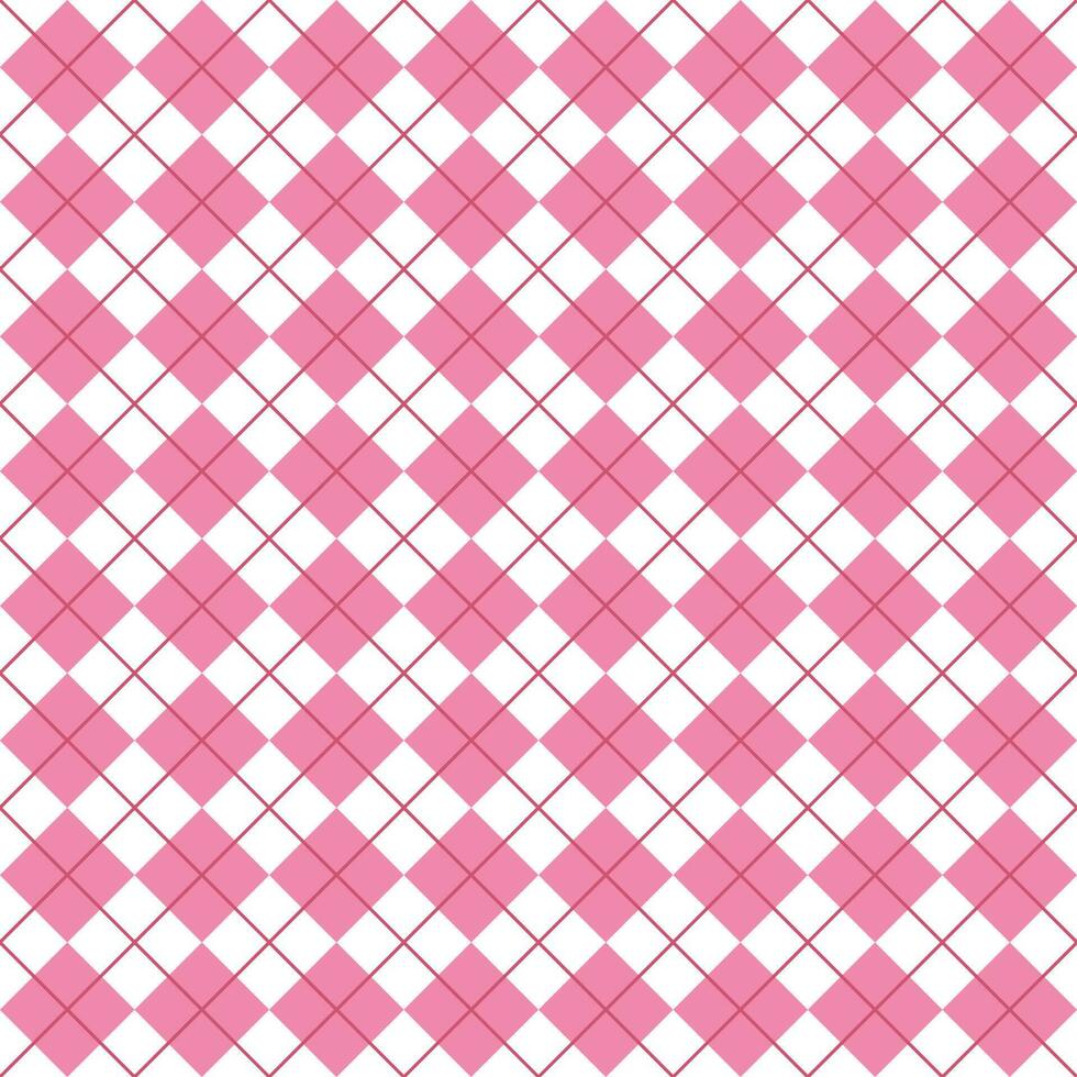 Simple Pink And White Seamless Argyle Pattern vector