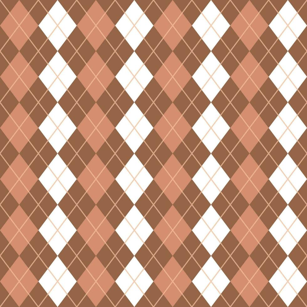 Brown White Seamless Argyle Pattern vector