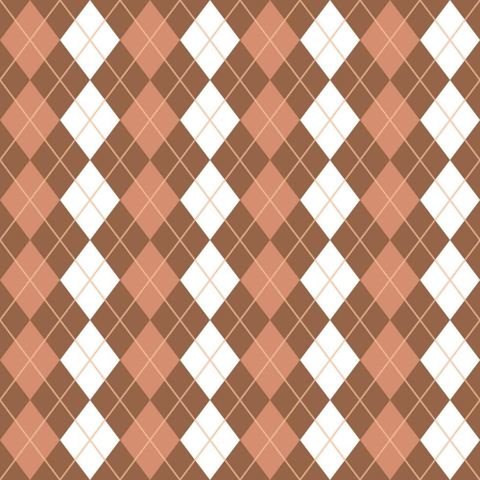 Brown White Seamless Argyle Pattern vector