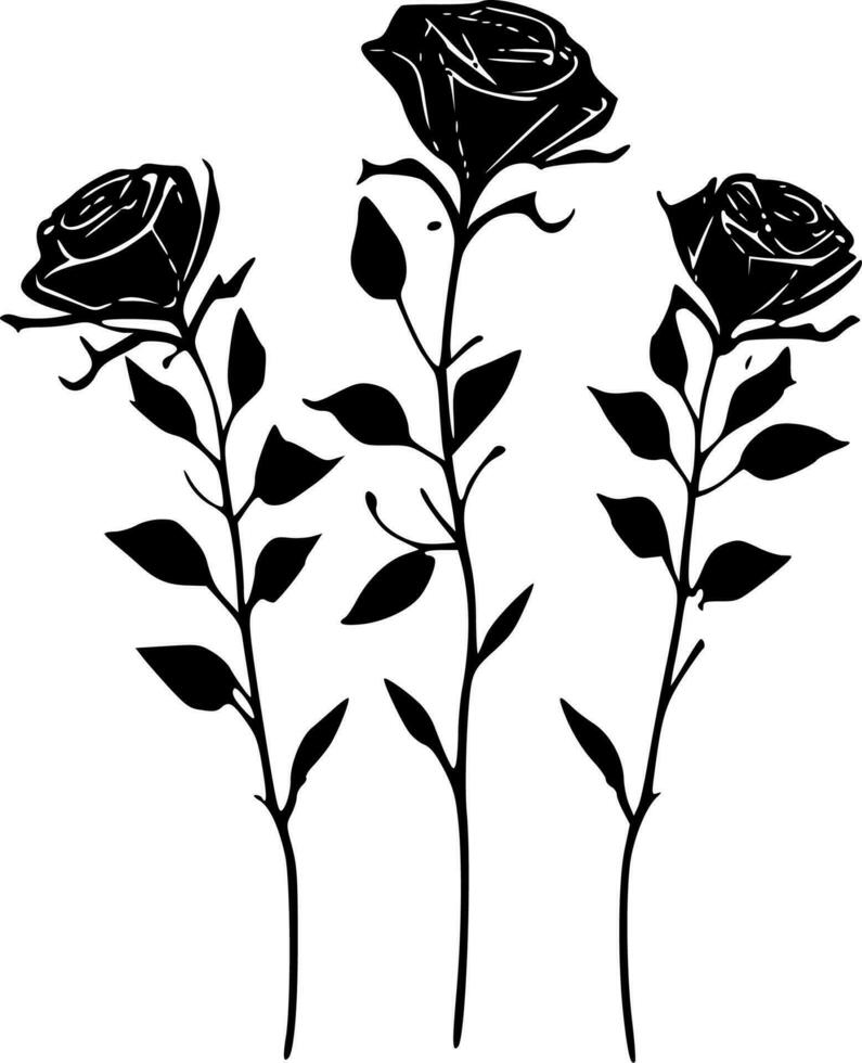 Roses, Minimalist and Simple Silhouette - Vector illustration