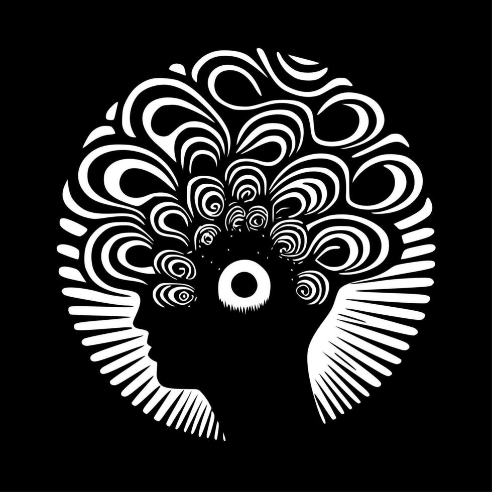 Psychedelic - Black and White Isolated Icon - Vector illustration