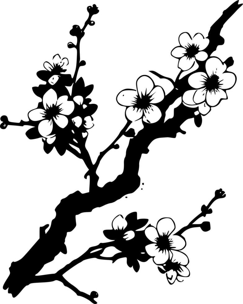 Cherry Blossom, Minimalist and Simple Silhouette - Vector illustration
