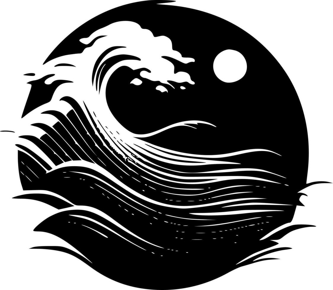 Waves - Black and White Isolated Icon - Vector illustration