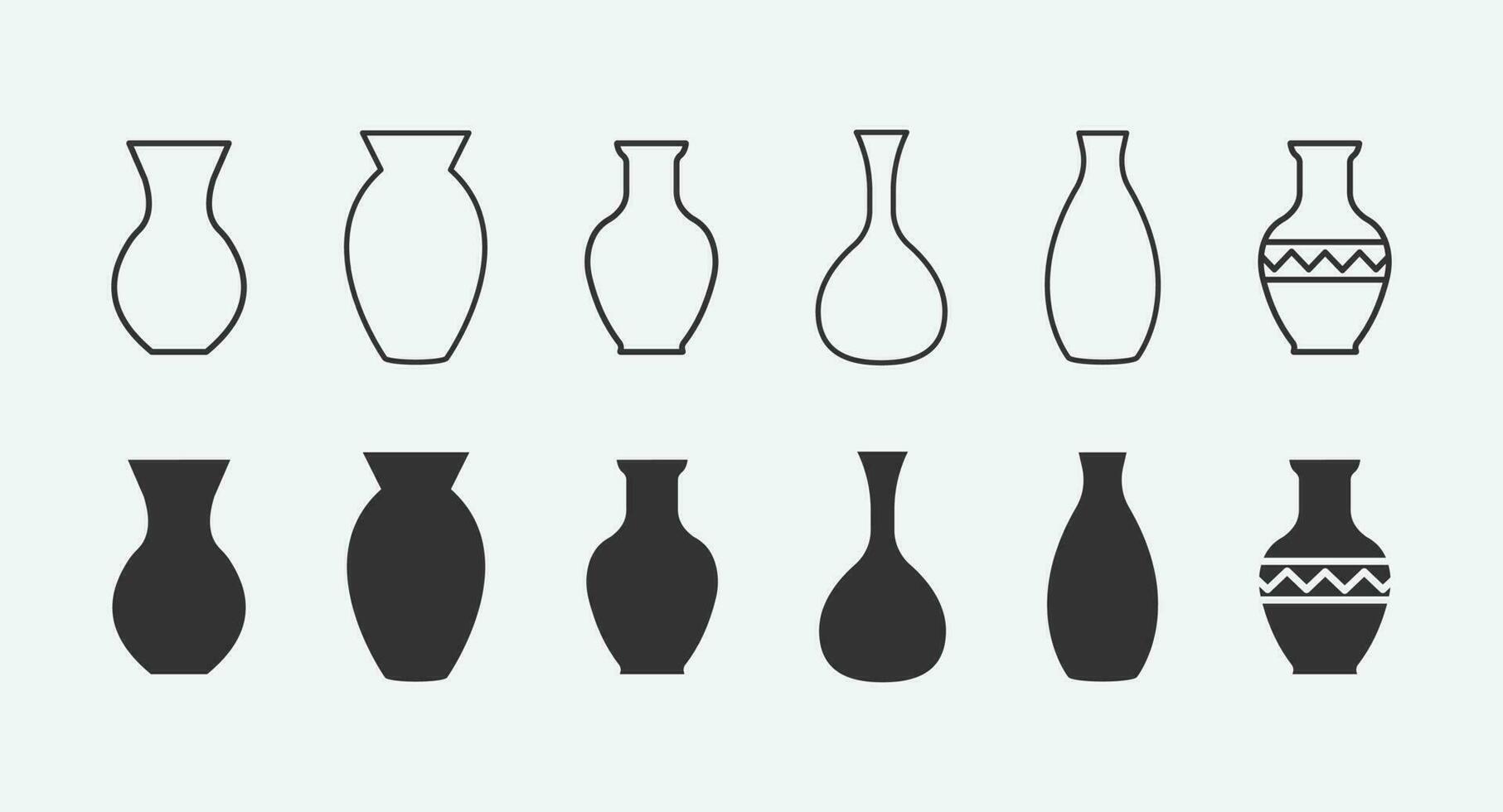 vector illustration of vase isolated icon set.