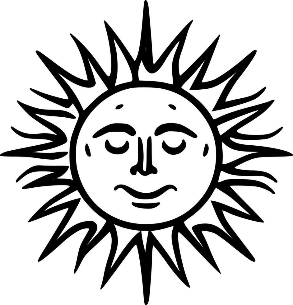 sol, negro y blanco vector ilustración