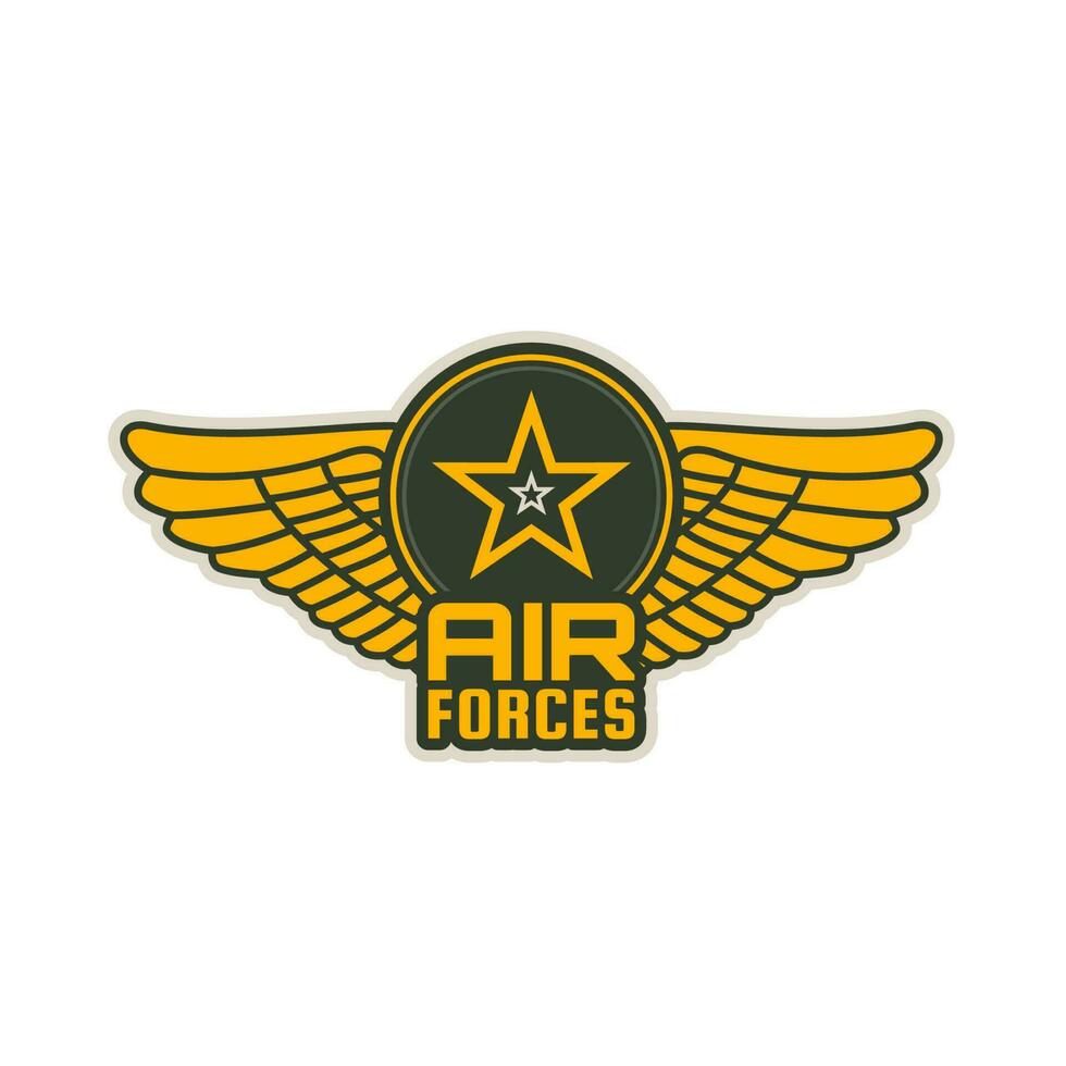 aire efectivo parche icono de alas, proteger y estrella vector