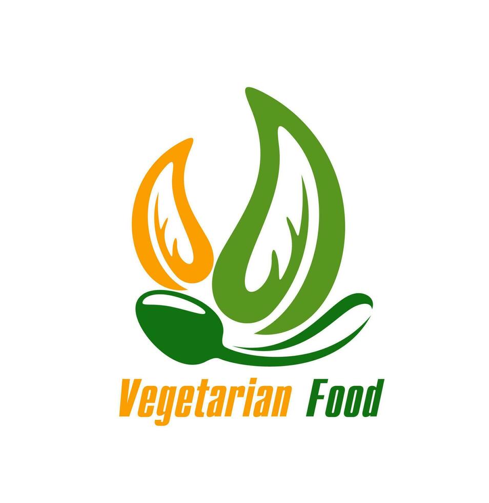 vegetariano alimento, vegano cocina restaurante icono vector