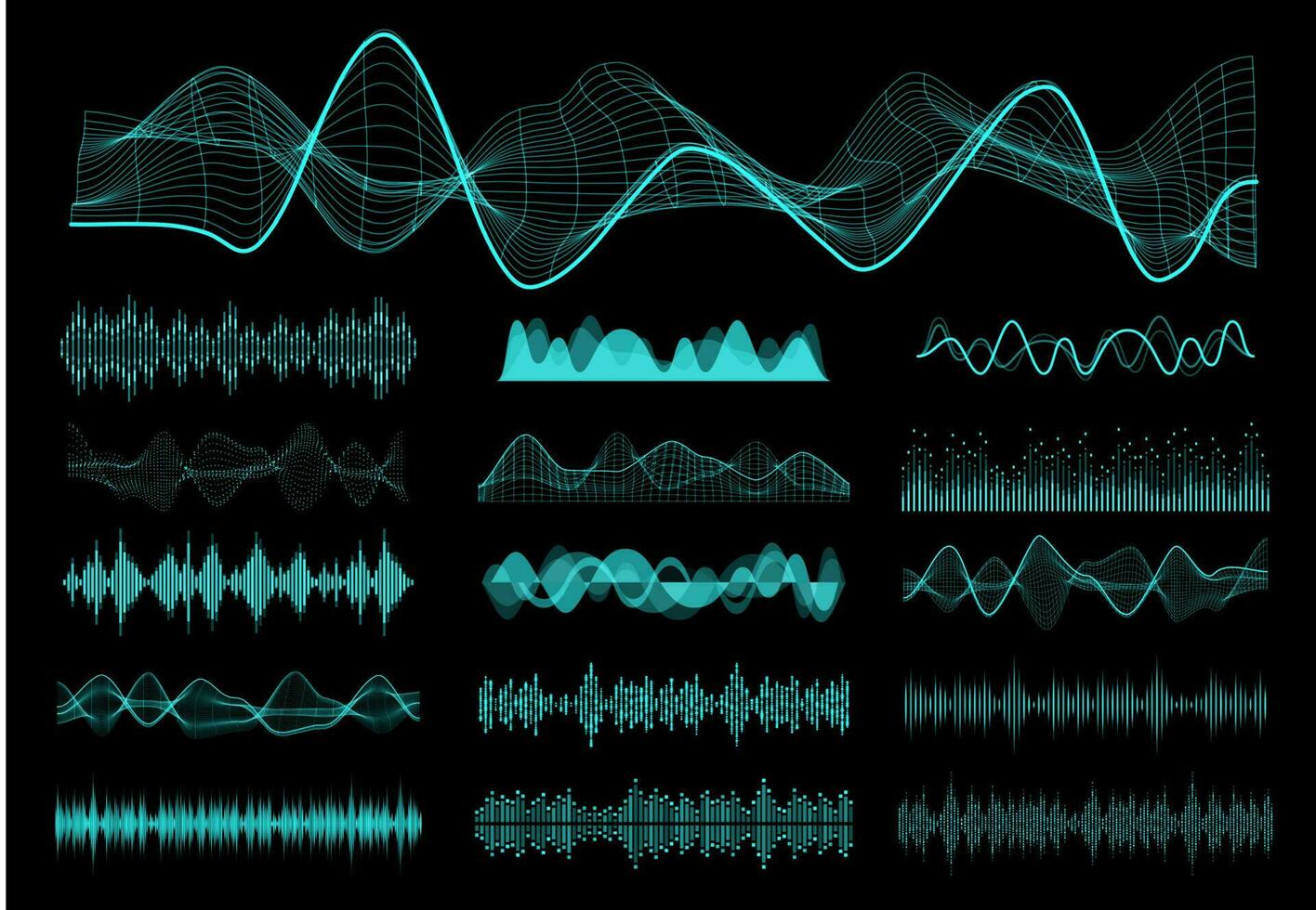 HUD sound frequency, audio equalizer vector waves