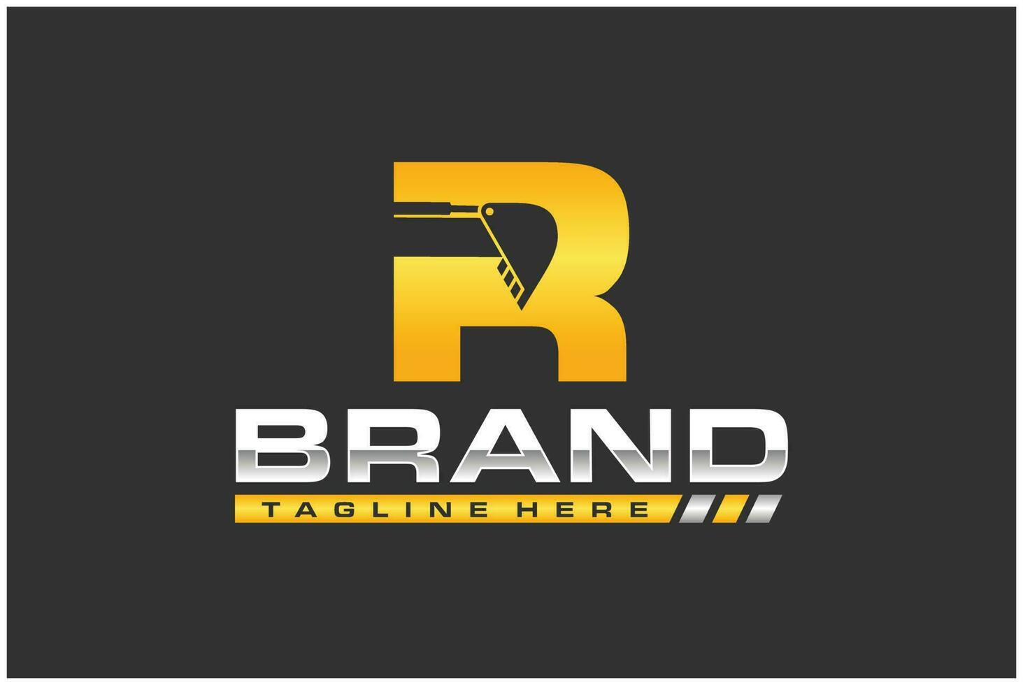 excavator logo with initials R vector
