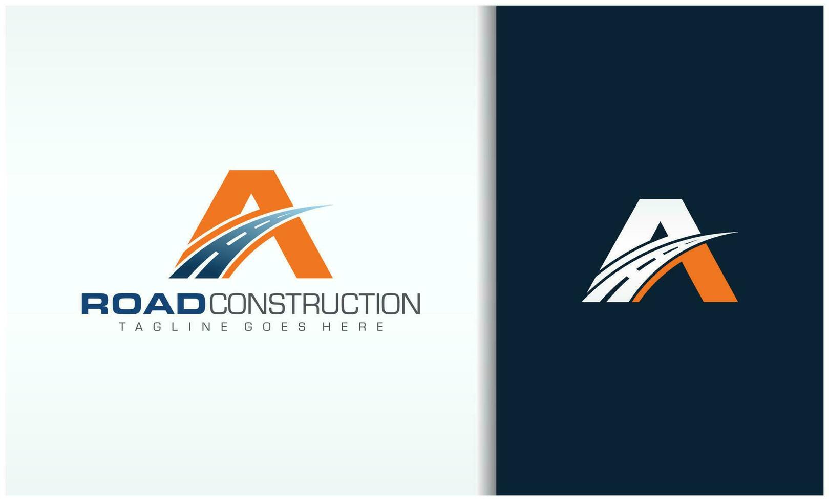 letra un con la carretera logo canta el creativo diseño concepto para autopista mantenimiento y construcción vector