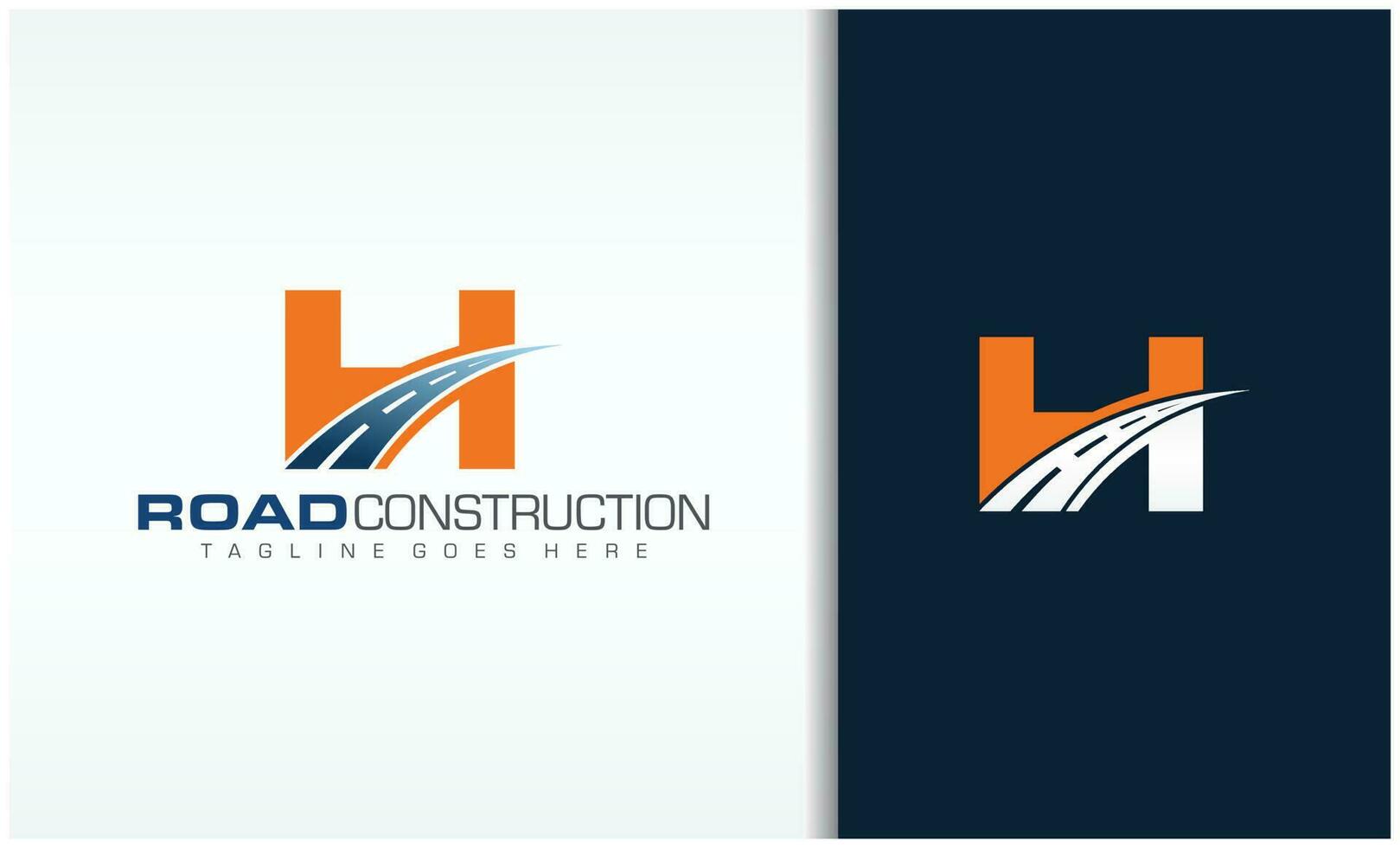 Letter H with road logo sing the creative design concept for highway maintenance and construction vector