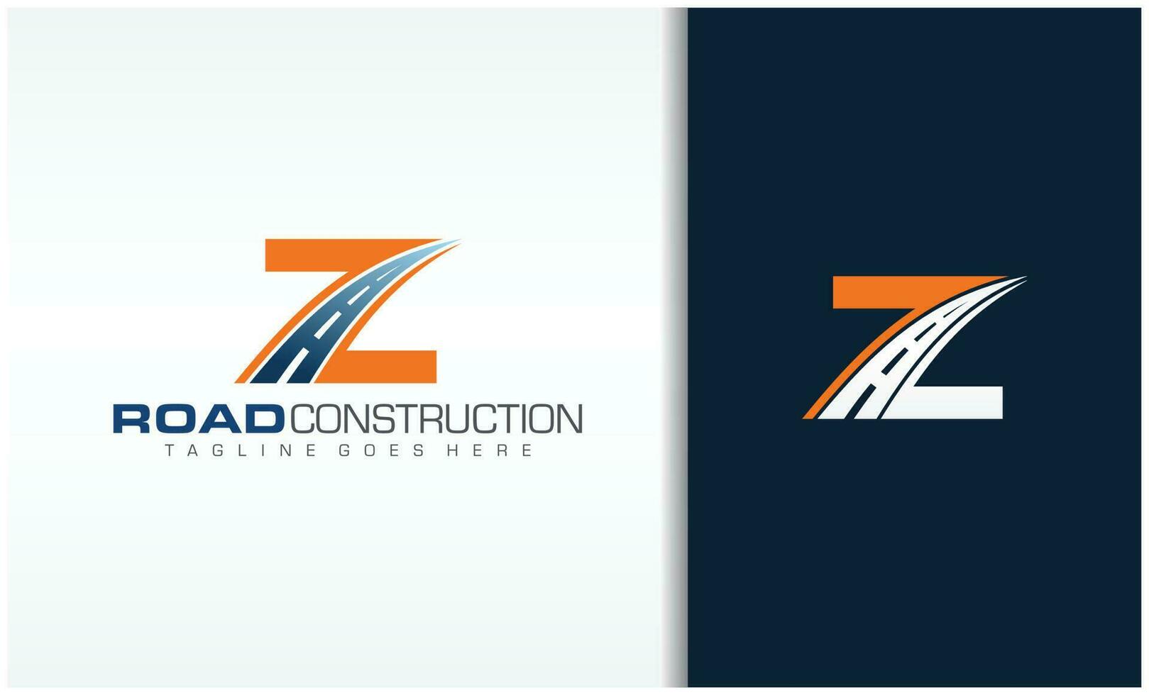 Letter Z with road logo sing the creative design concept for highway maintenance and construction vector