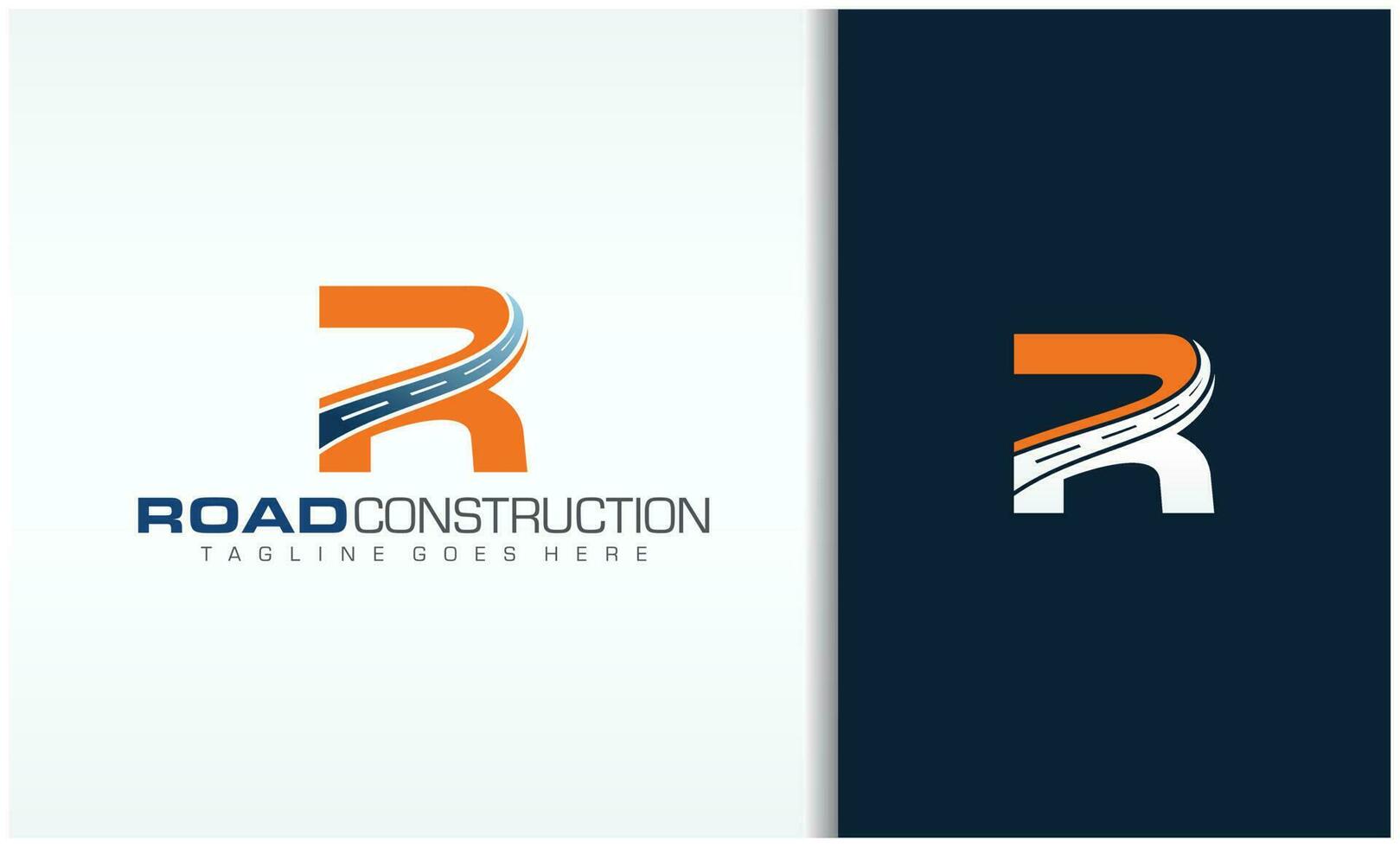 Letter R with road logo sing the creative design concept for highway maintenance and construction vector