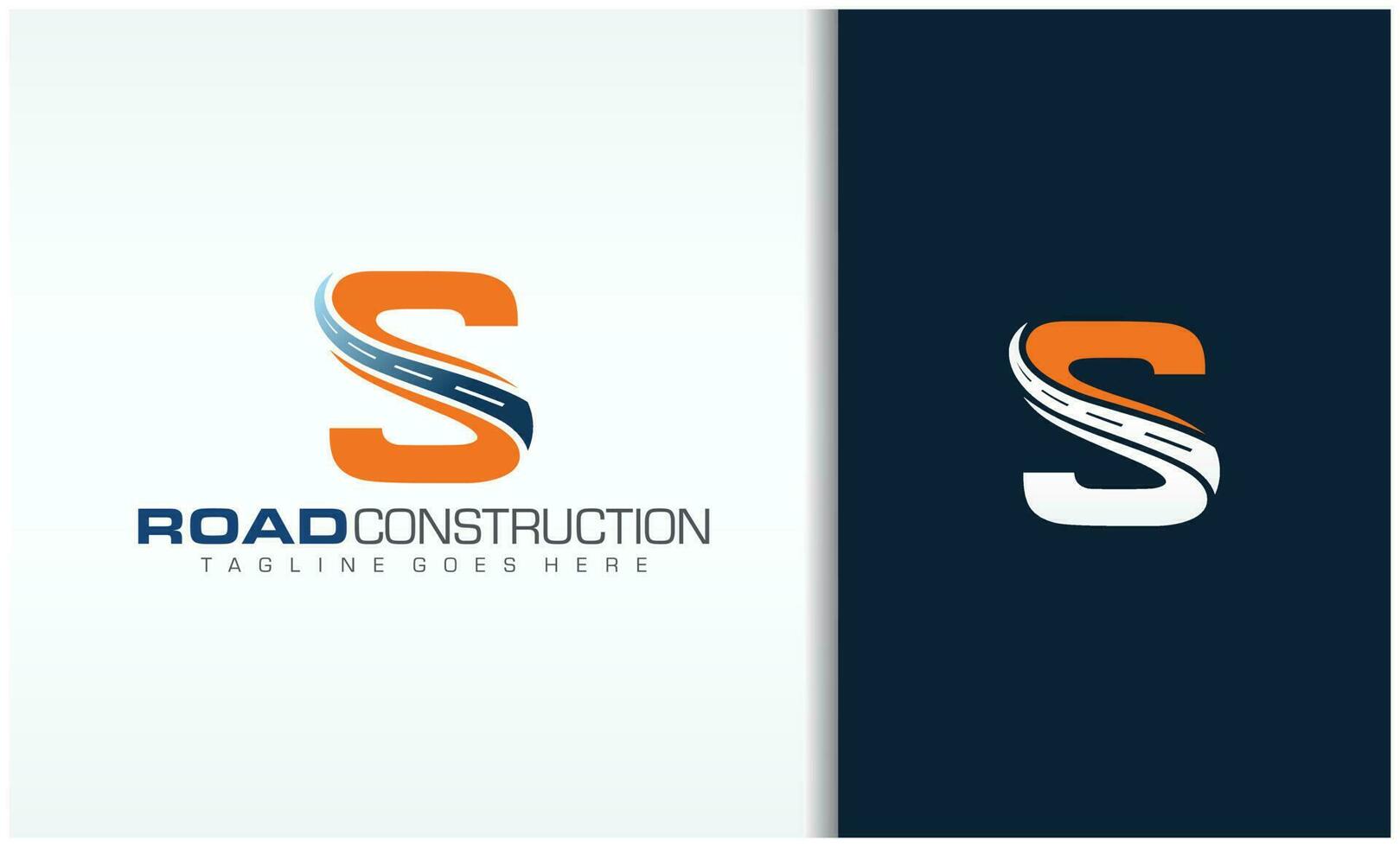 Letter s with road logo presents creative design concept for highway maintenance and construction vector