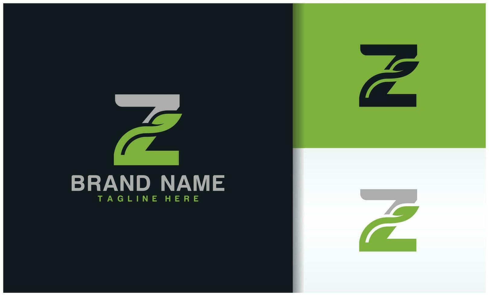 Letter Z natural ecology logo with leaves vector