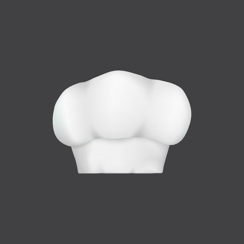 Realistic chef hat, cook cap and baker toque icon vector