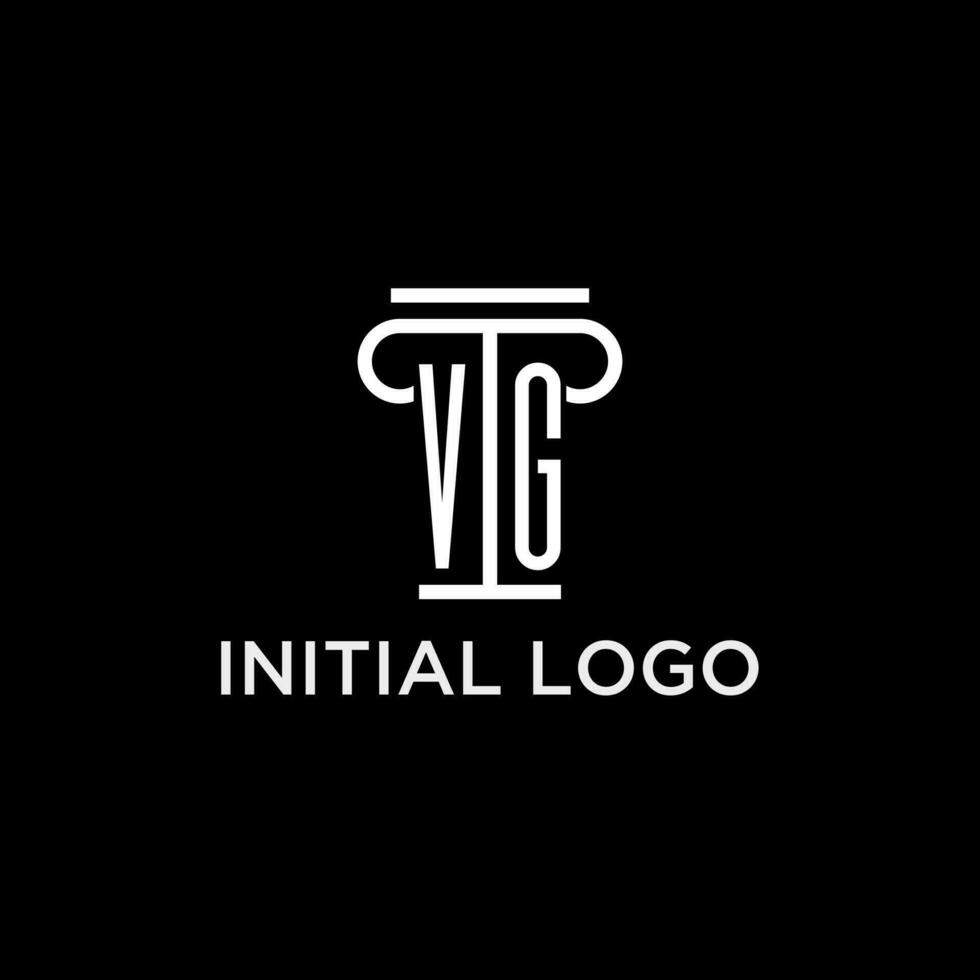 VG monogram initial logo with pillar shape icon design vector