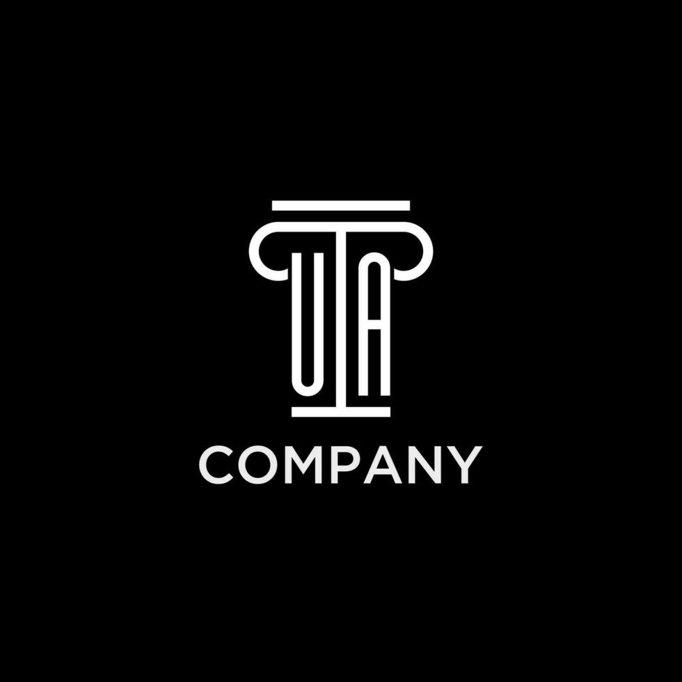 UA monogram initial logo with pillar shape icon design vector