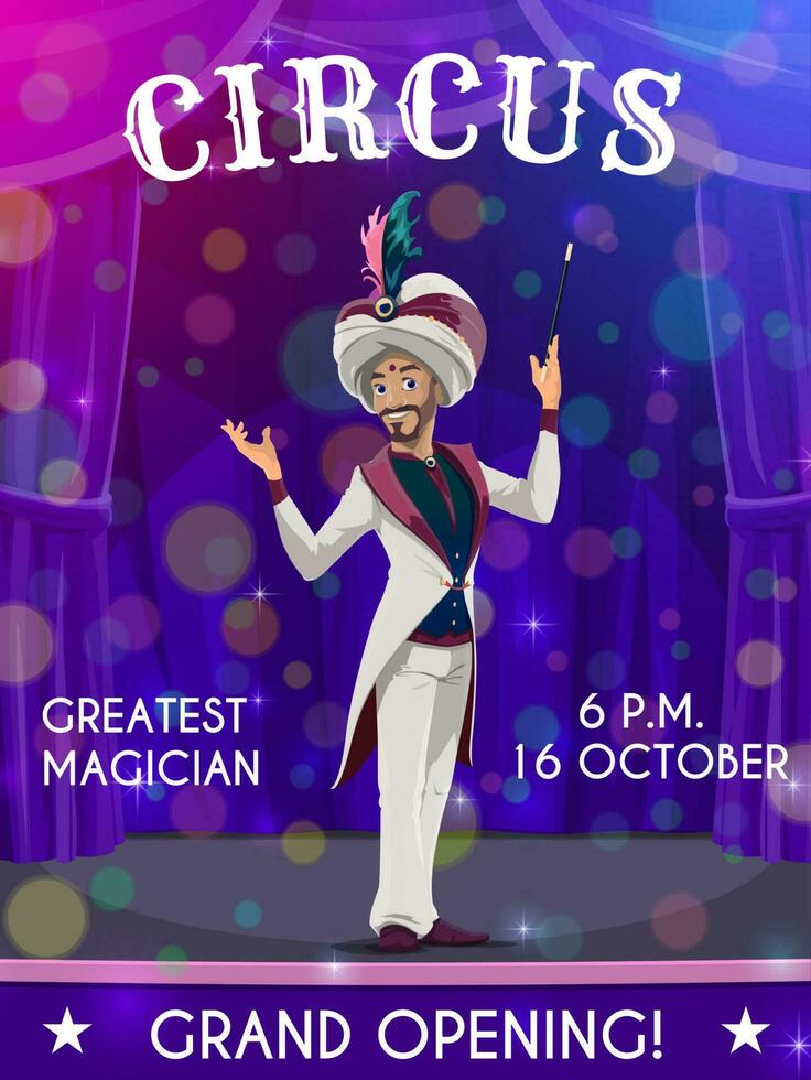 Circus flyer with performer vector magician show