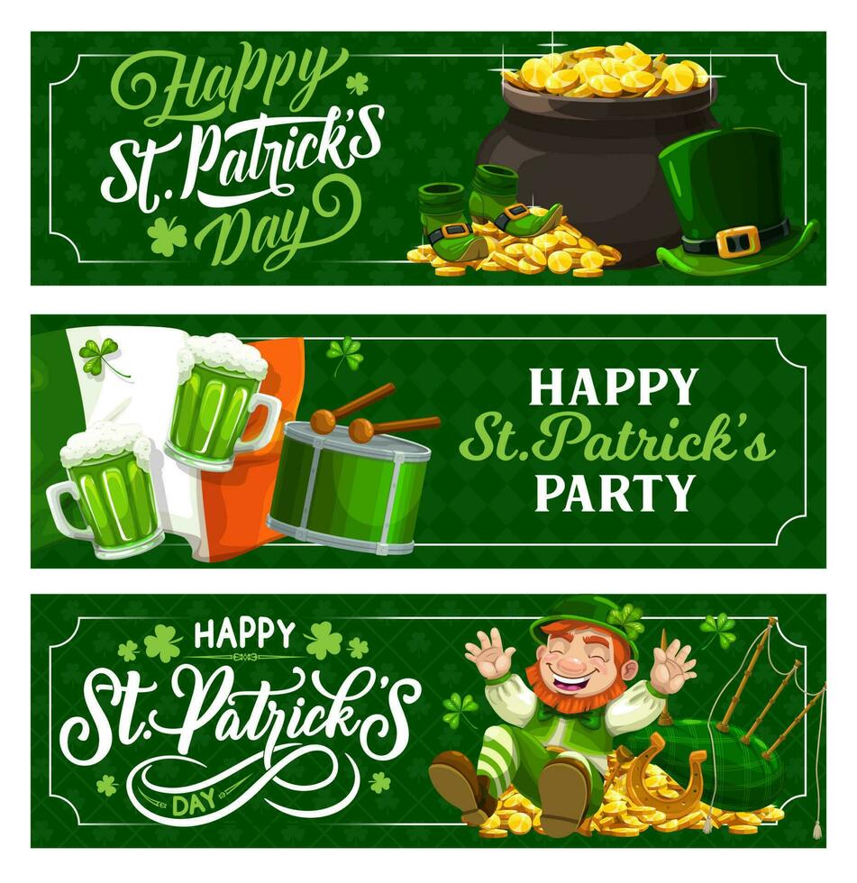 St. Patricks Day Irish festival holiday banners vector