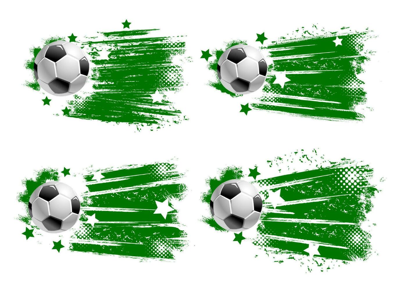 Football or soccer ball with grunge strokes set vector