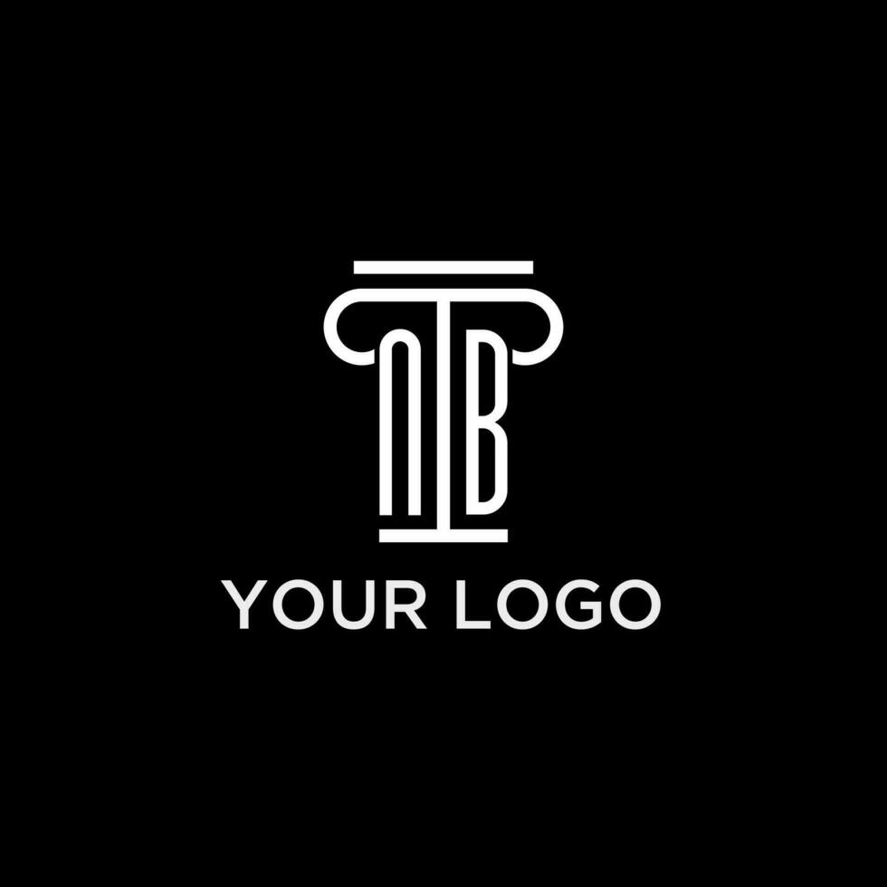 NB monogram initial logo with pillar shape icon design vector