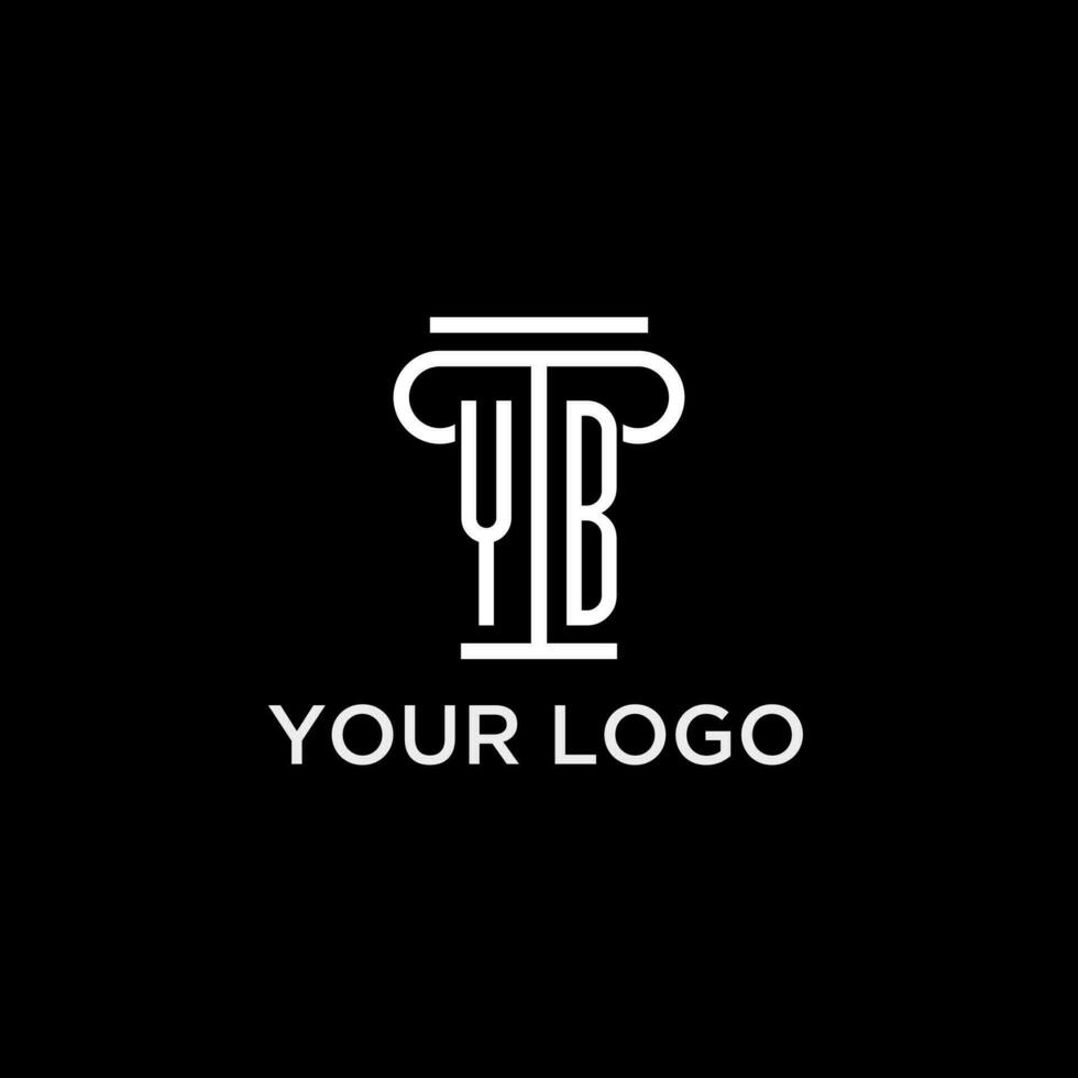 yb monograma inicial logo con pilar forma icono diseño vector