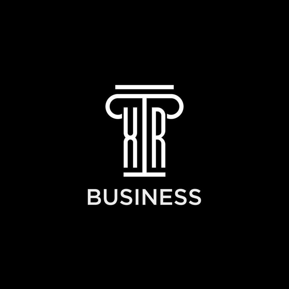 XR monogram initial logo with pillar shape icon design vector
