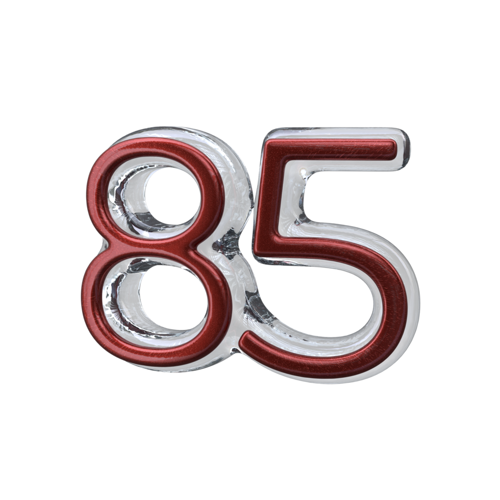 Number 85 3D render transparent background png