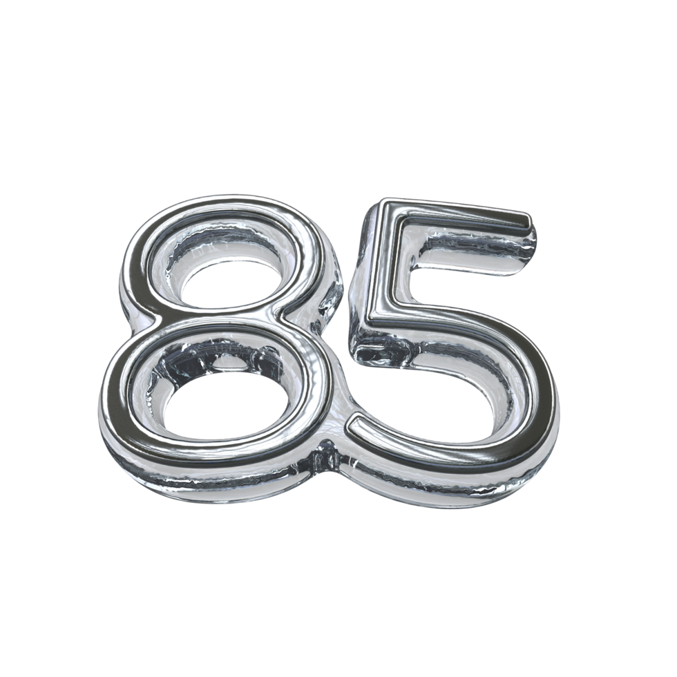 Number 85 3D render transparent background png