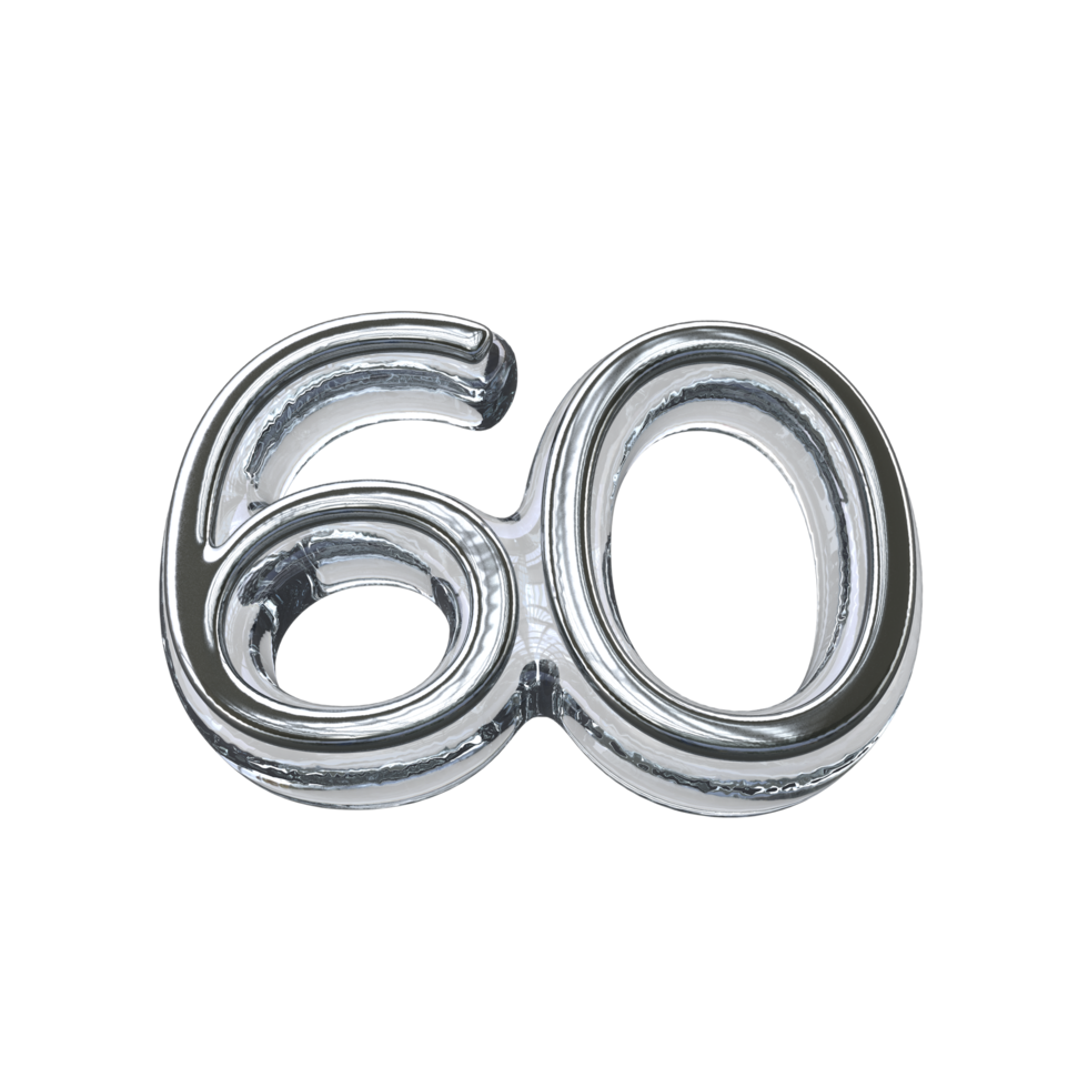 Number 60 3D render transparent background png