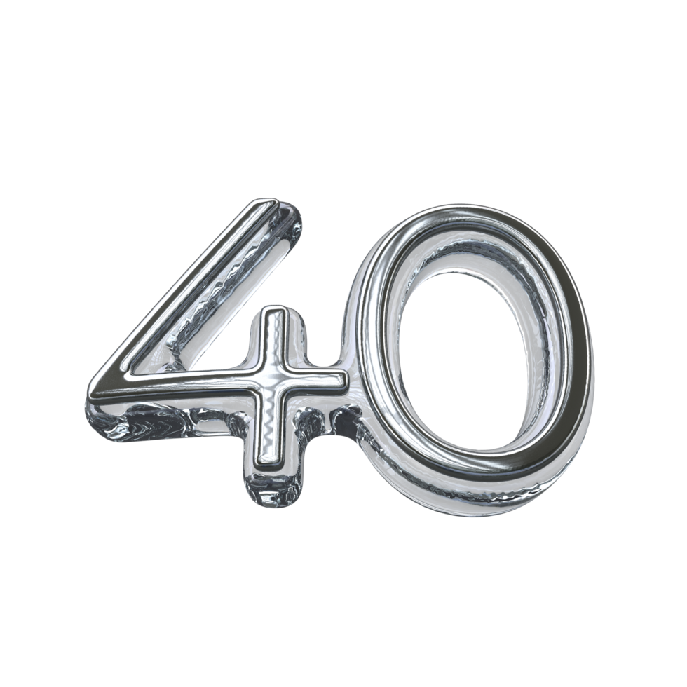 Number 40 3D render transparent background png