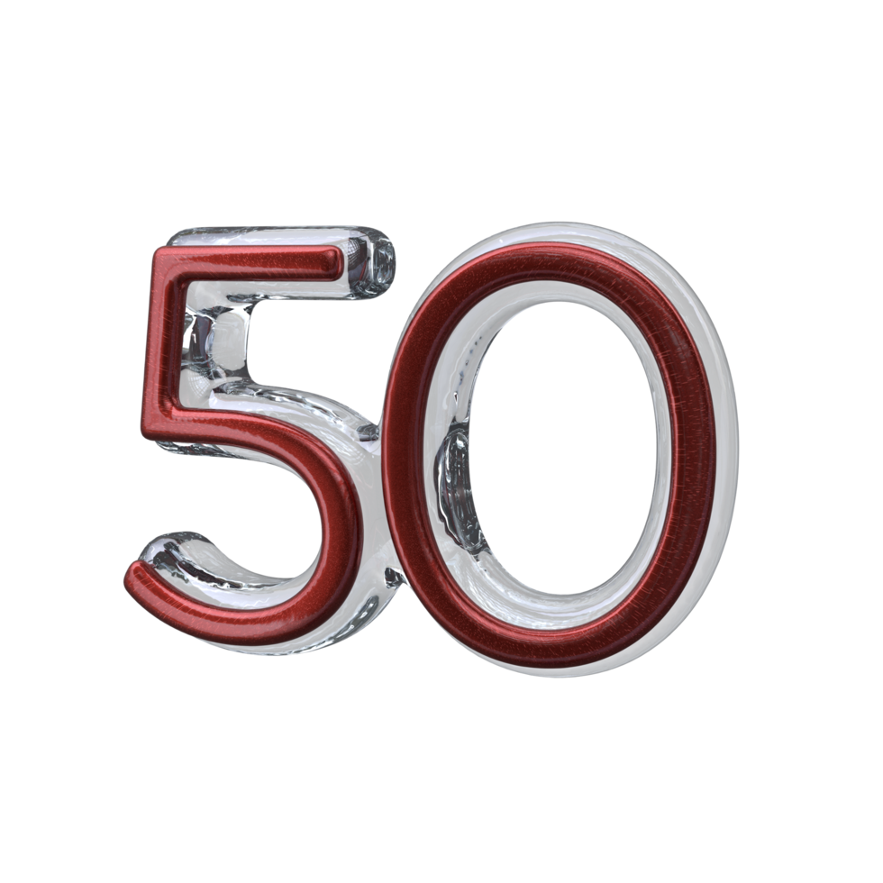 número 50. 3d render transparente fundo 23553854 PNG