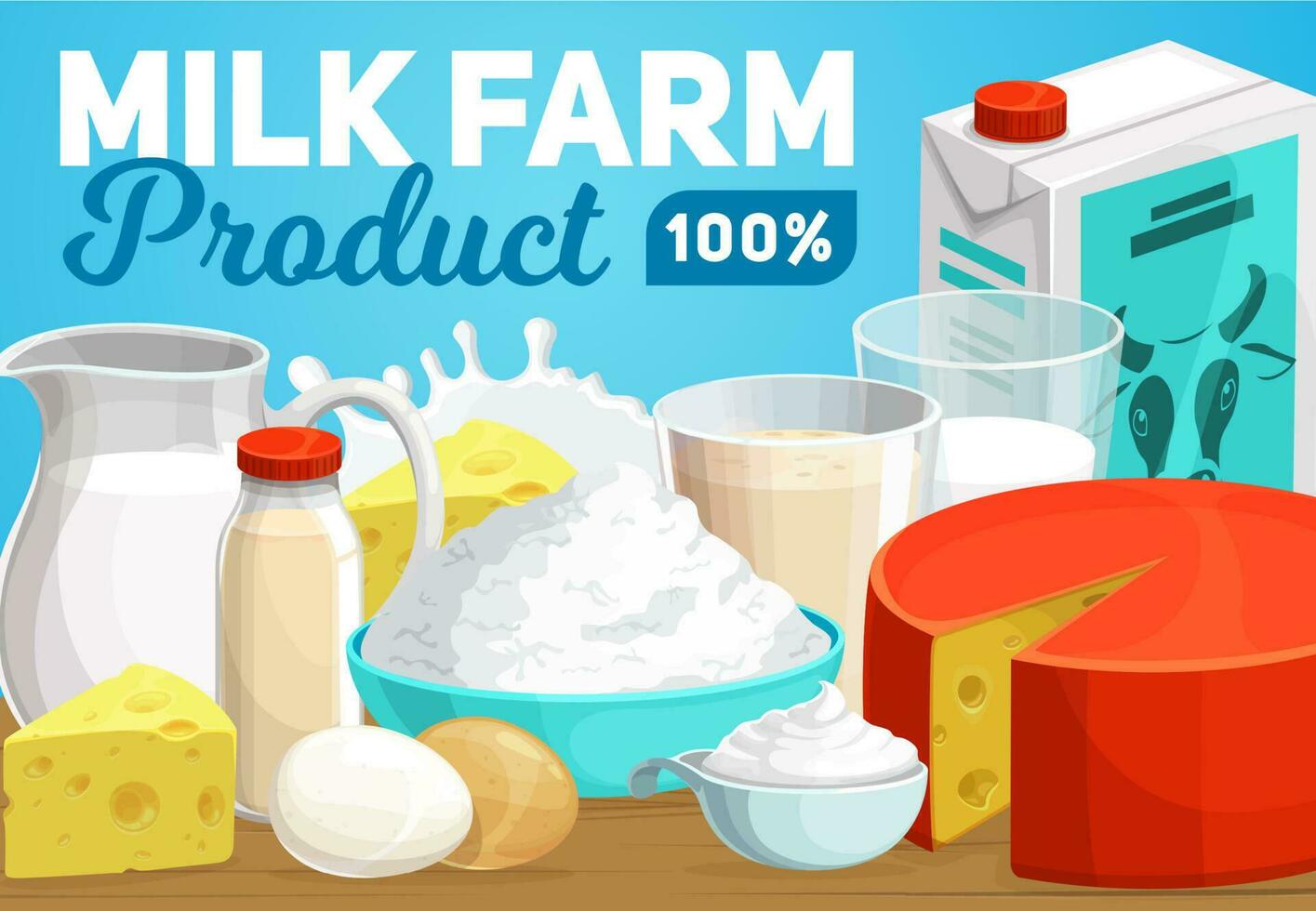 Dairy products and farm milk vector banner