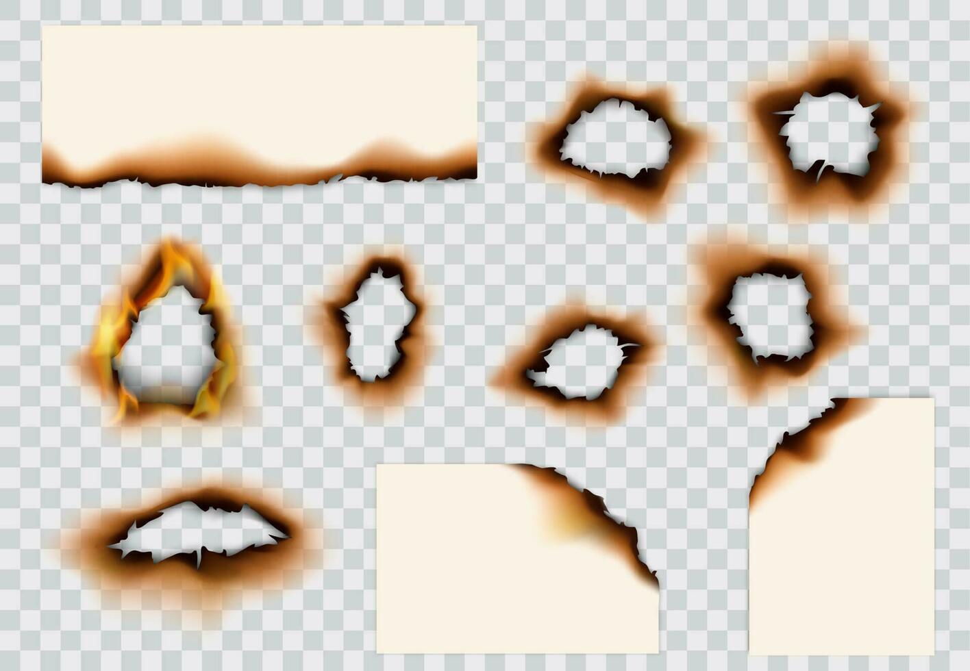 Burnt holes and edges of paper pages vector