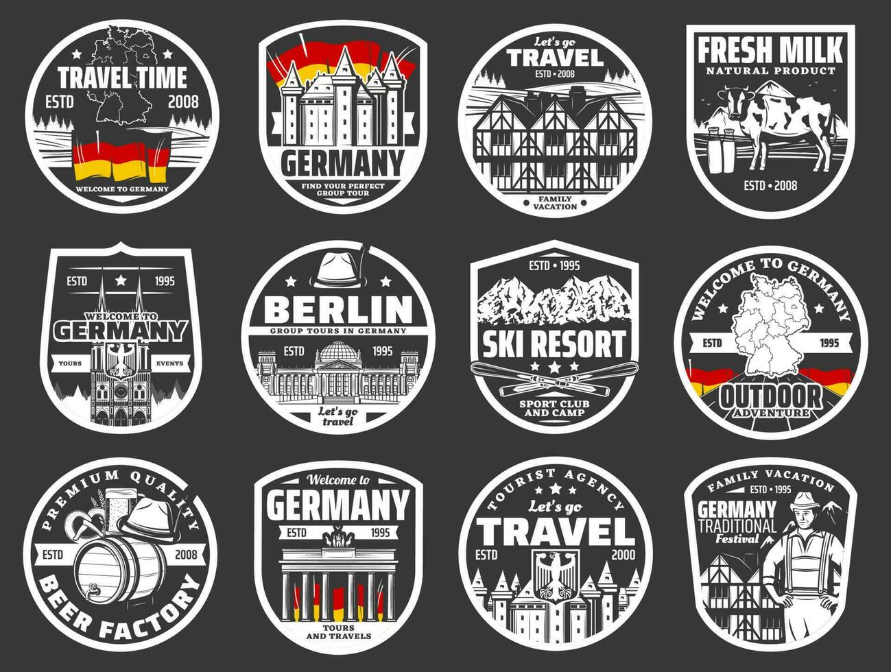 Berlin city tours, welcome to Germany landmarks vector