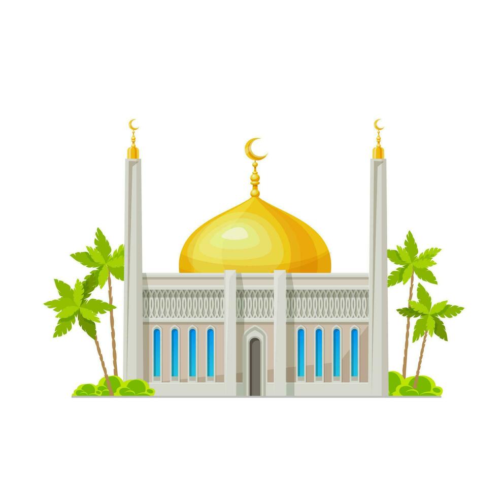 musulmán mezquita, islam religión templo edificio icono vector