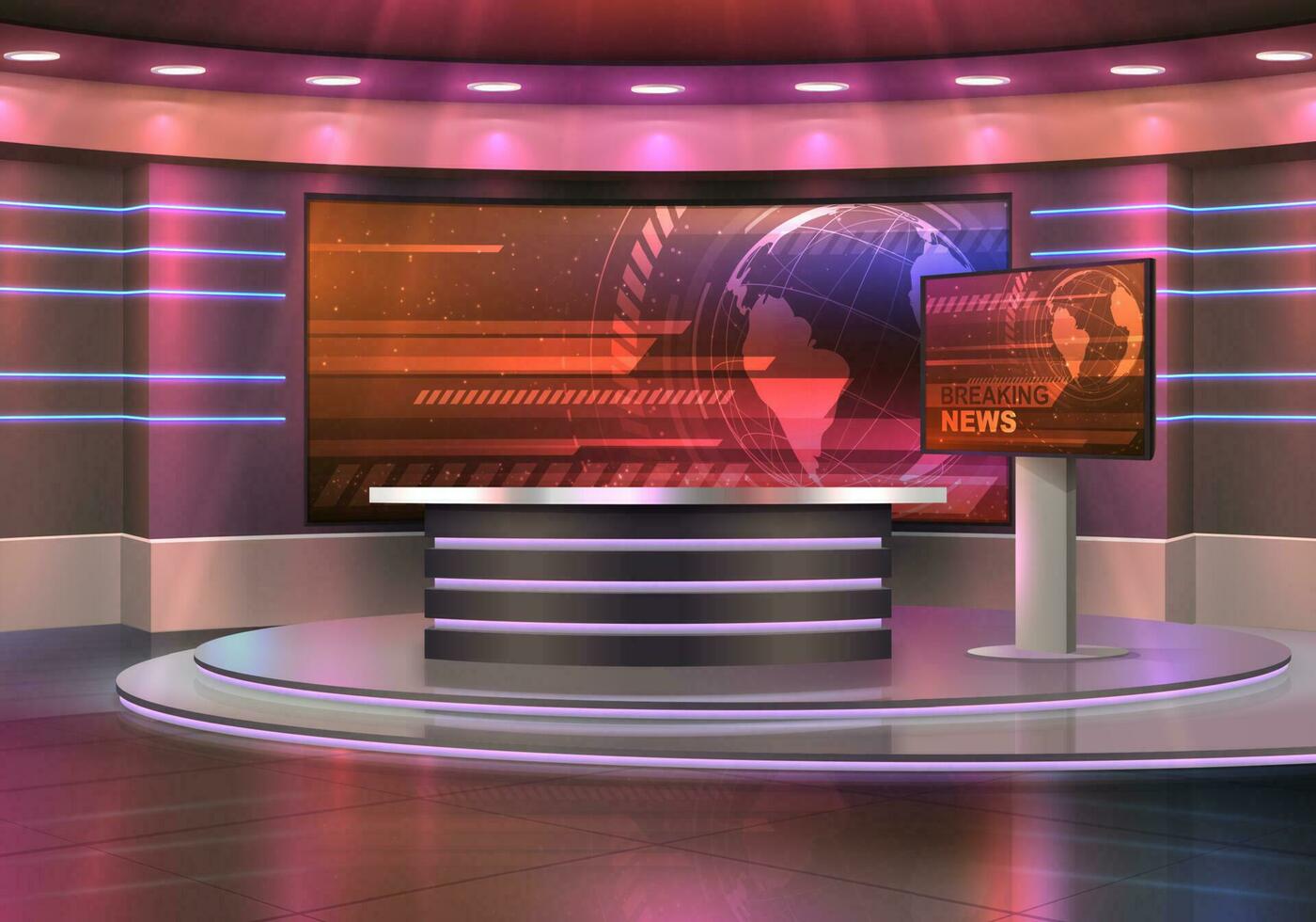 Television breaking news studio interior vector