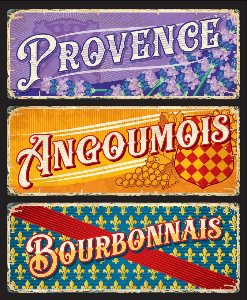 Provence, Angoumois and Bourbonnais plates vector