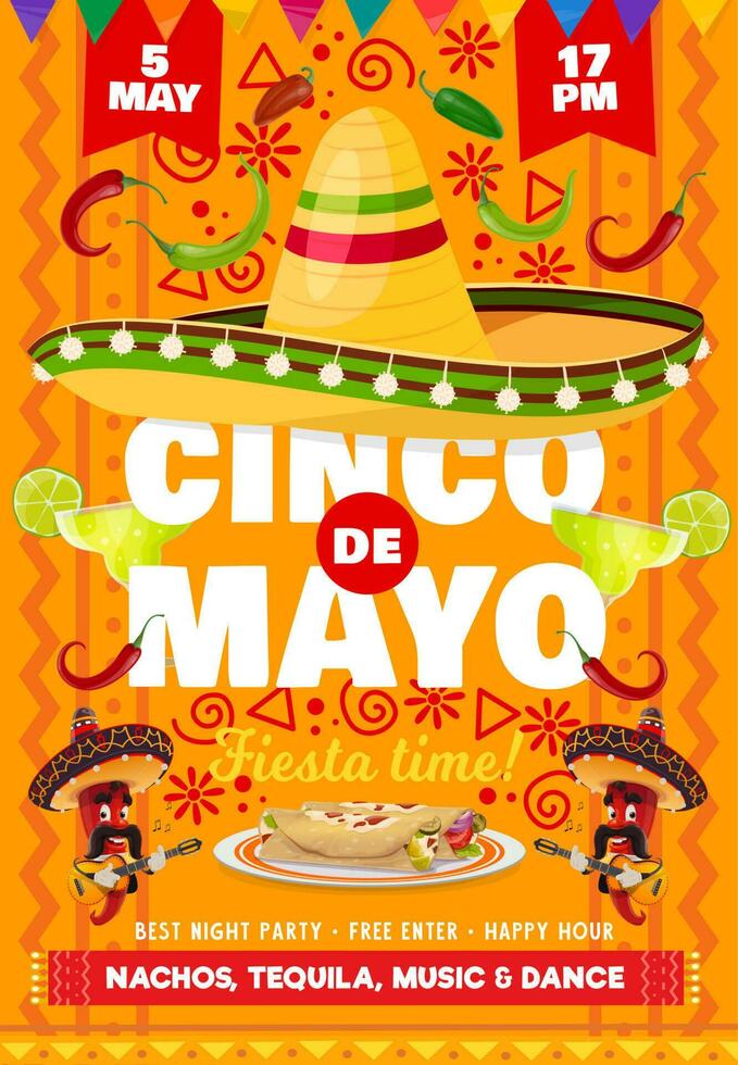 Cinco de Mayo vector flyer with mexican symbols
