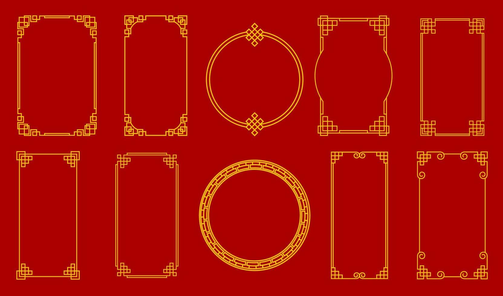 Asian golden chinese, japanese, korean knot frames vector