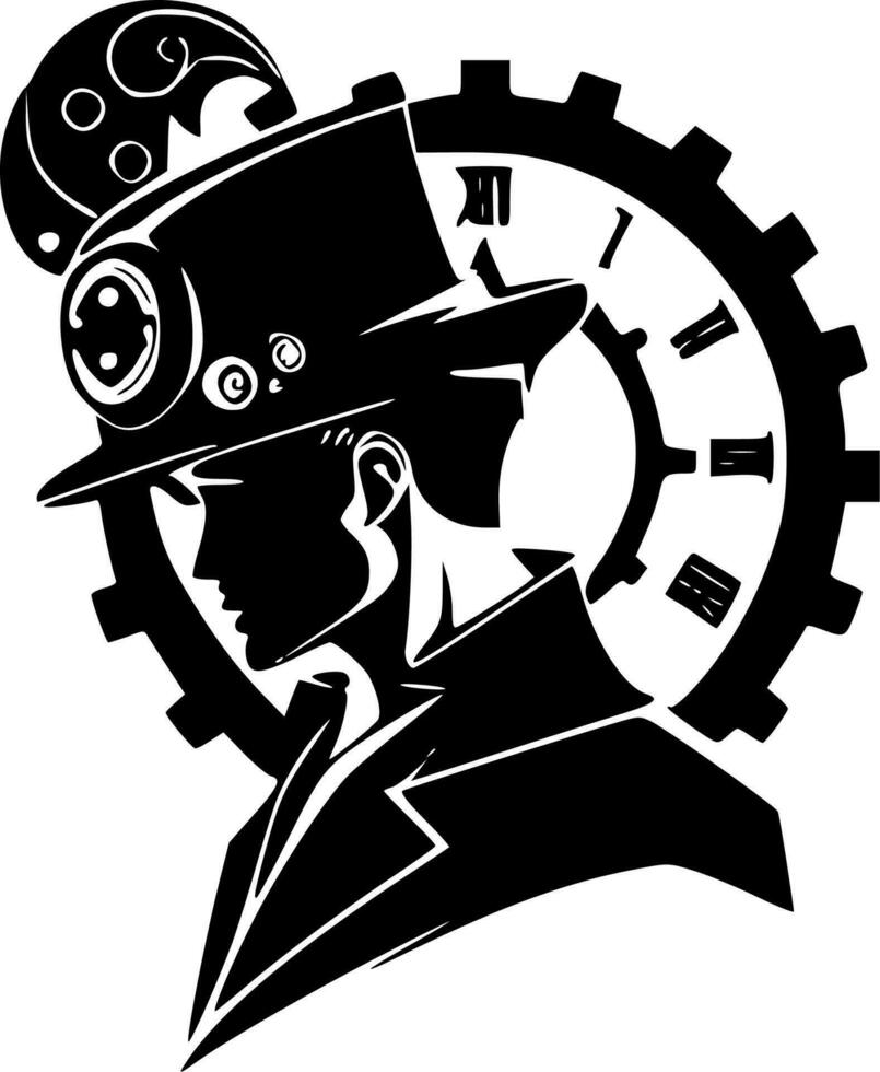 steampunk, minimalista y sencillo silueta - vector ilustración