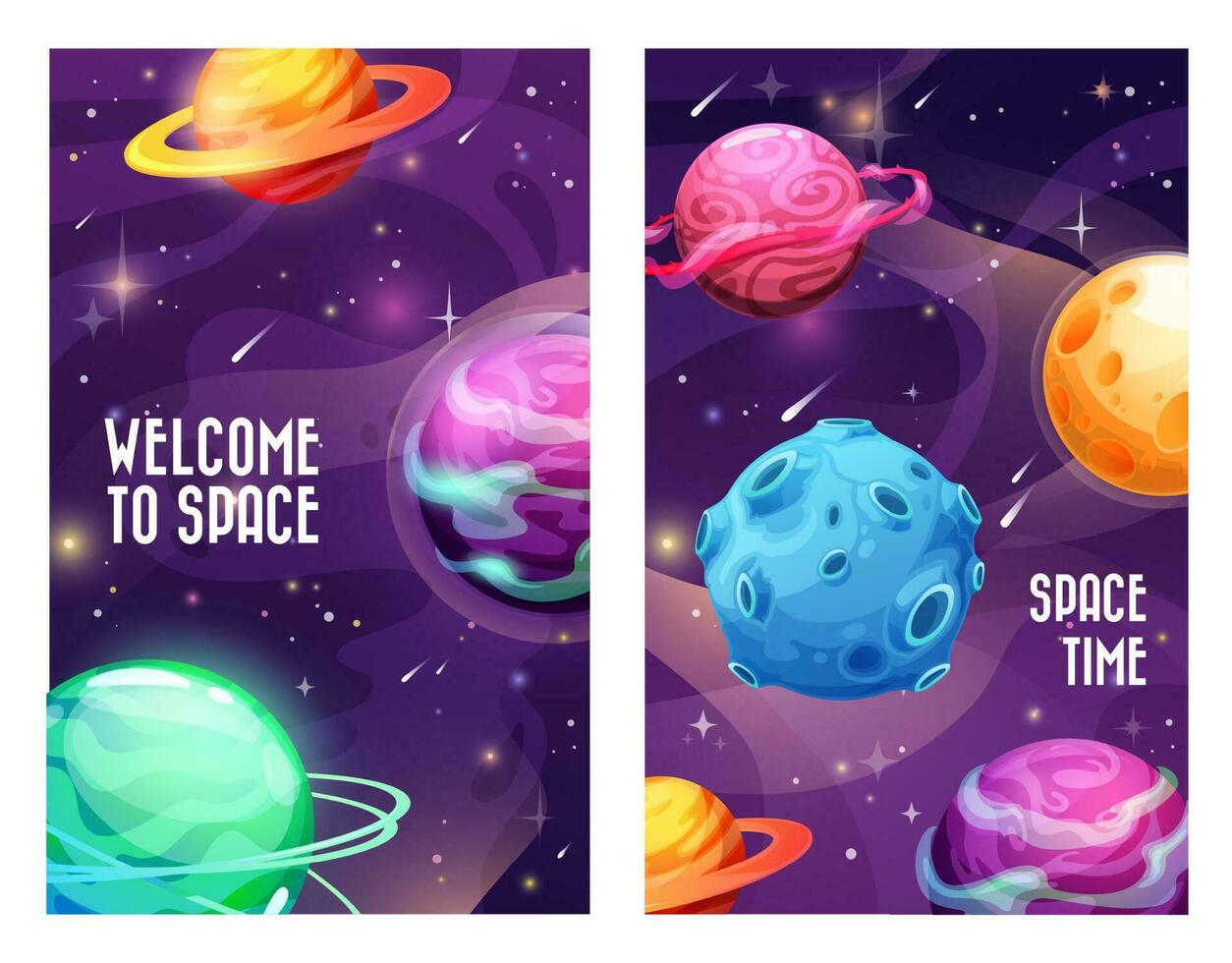 Space planets, galaxy universe and cosmos sky vector