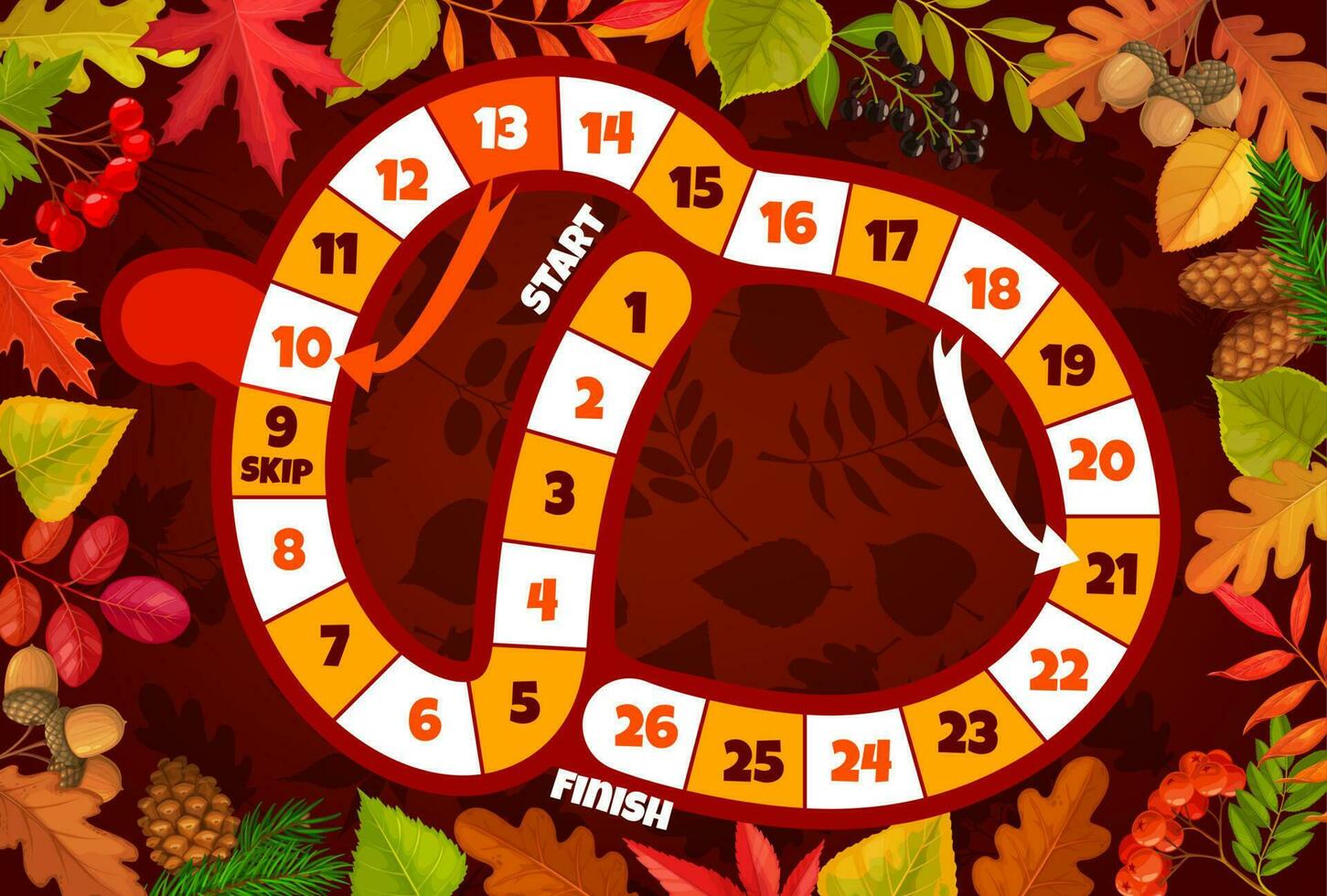 Thanksgiving kids board game in shape of acorn vector