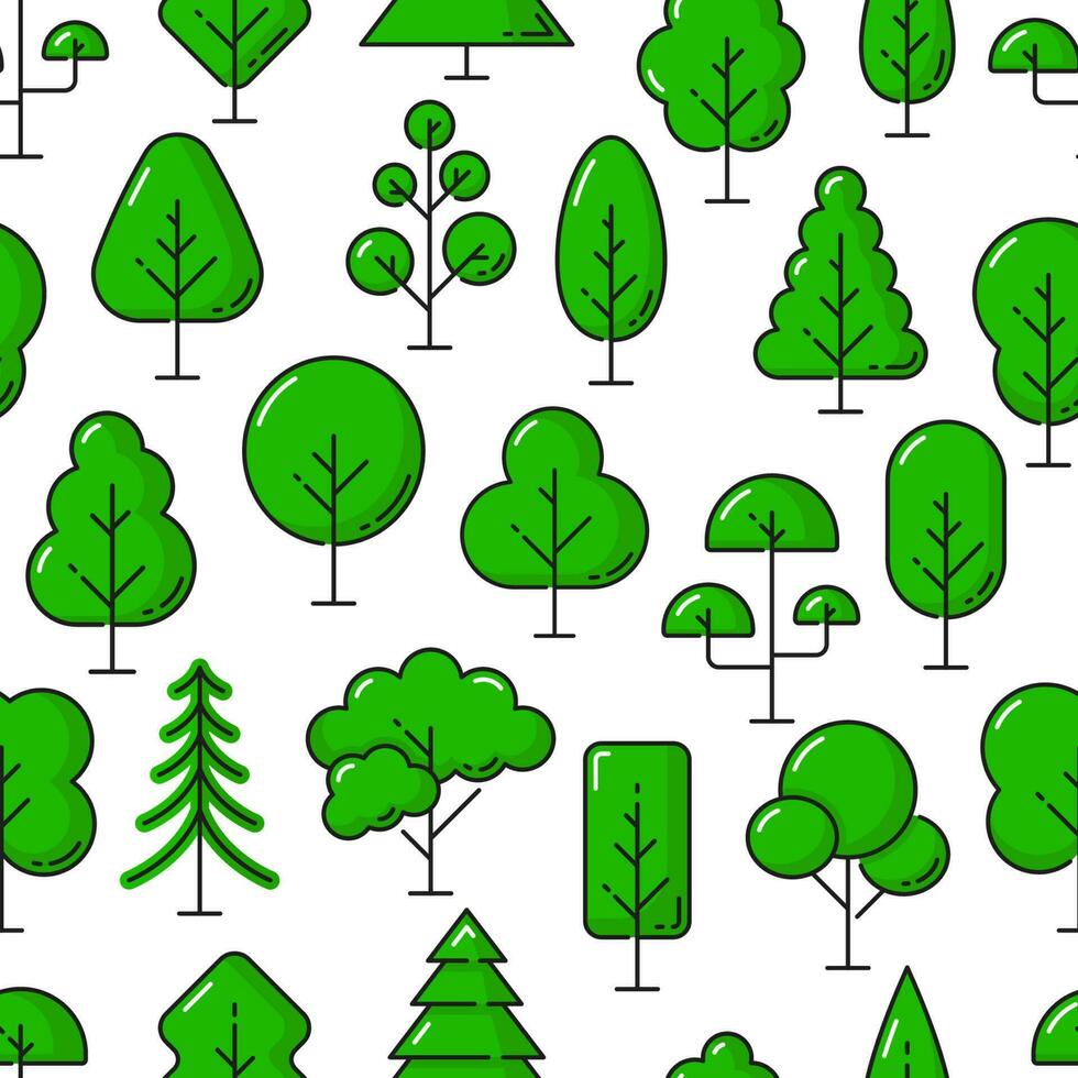 Forest, garden, park green trees seamless pattern vector