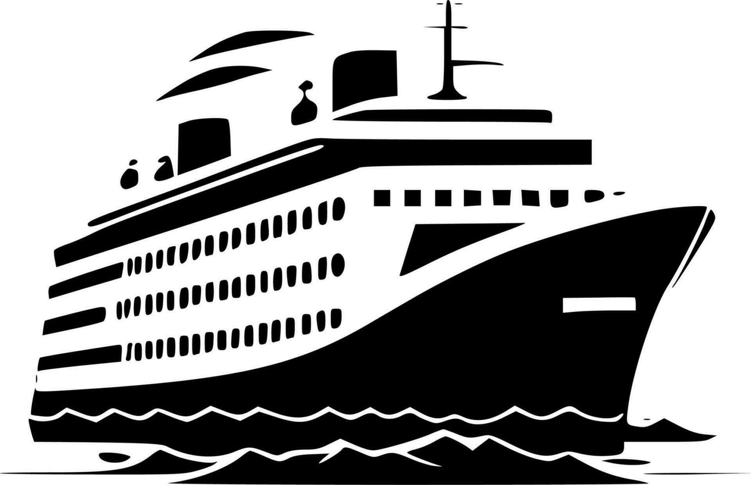 Cruise, Black and White Vector illustration