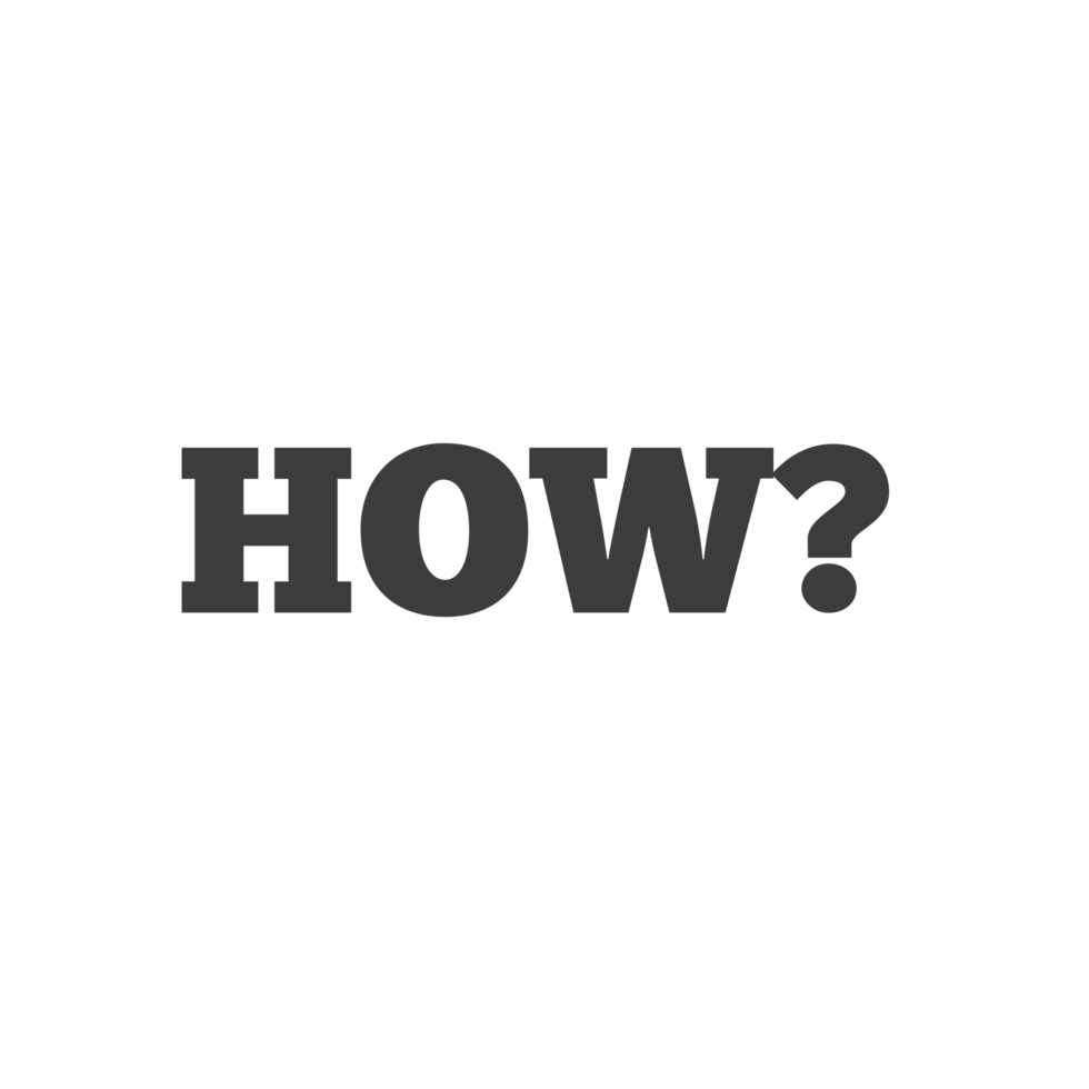 Word How with question mark on a Transparent Background png