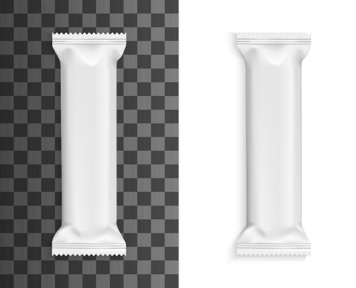 Bar pack package, chocolate candy wrapper mockup vector