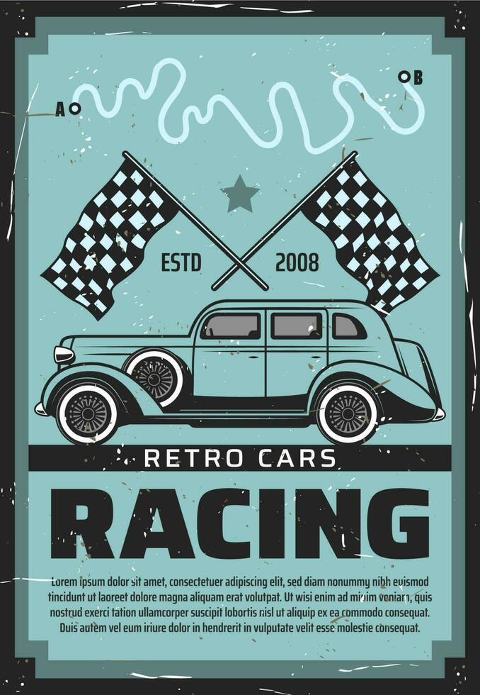 Retro vehicles, cars motor racing vector